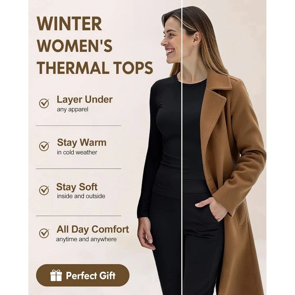 CL Convallaria 2-Pack Black Thermal Fleece Lined Top Shirt Sz XS NWT Underwear F - Picture 5 of 13